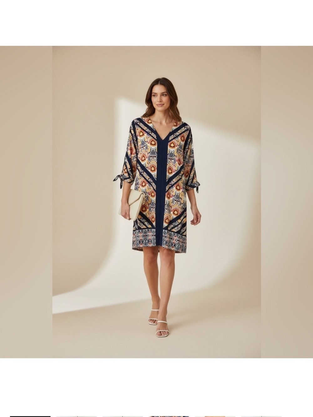 Chico’s Ikat Medallion Short Dress In Warm Multi Size 3 (XLarge)